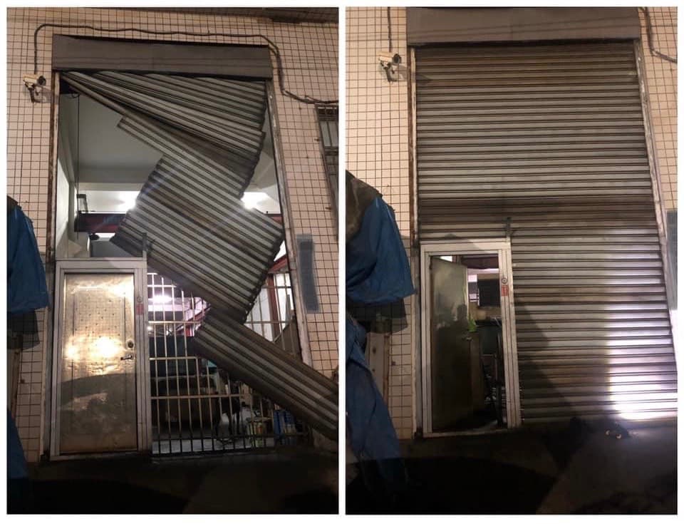 台中太平鐵捲門門片脫軌維修